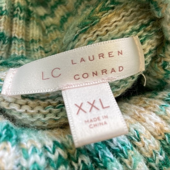 LC Lauren Conrad | Space Dye Turtleneck Knit Green/Tan XXL - Picture 7 of 12